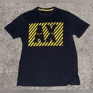 Armani Exchange Black Tee with Bold Yellow Graphic